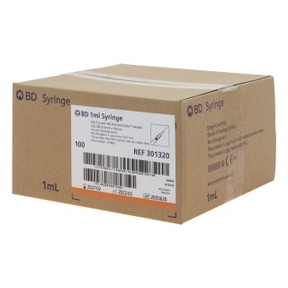 1ml Disposable Luer Lock Syringes with 25G 1 Inch Needle Individual Package  - Pack of 100