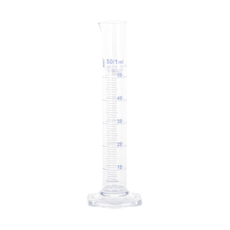 Glass Measuring Cylinder Tall Form Borosilicate Glass 50ml LabCo