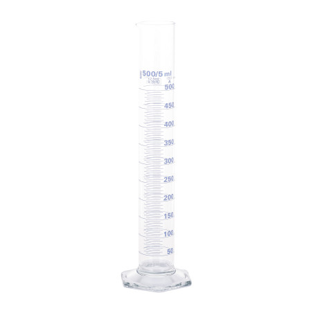 Glass Measuring Cylinder Tall Form Borosilicate Glass 500ml LabCo