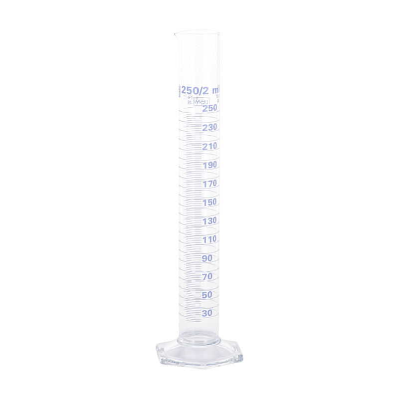 Glass Measuring Cylinder Tall Form Borosilicate Glass 250ml LabCo